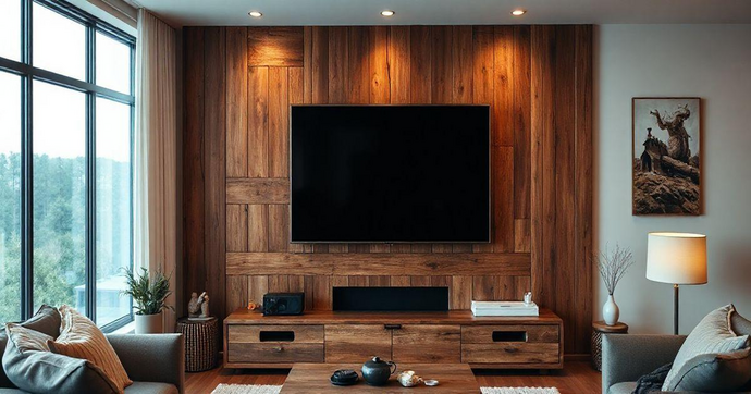 Painel de Madeira R&uacute;stico para TV: Estilo e Praticidade
