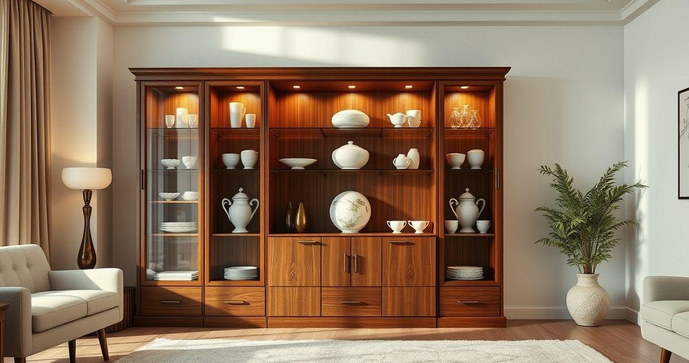 Cristaleira de madeira moderna: Estilo e Eleg&acirc;ncia