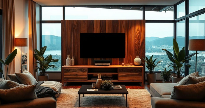 Painel de Madeira R&uacute;stico para TV: Estilo e Conforto