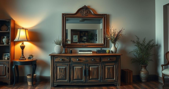 Aparador R&uacute;stico com Espelho: Estilo e Funcionalidade para Sua Decora&ccedil;&atilde;o