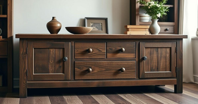 Aparador R&uacute;stico com Gavetas: Eleg&acirc;ncia e Funcionalidade para Seu Espa&ccedil;o