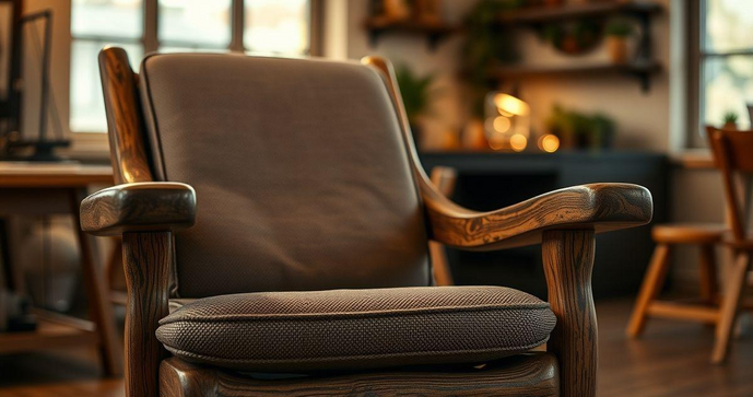 Cadeira de madeira r&uacute;stica estofada para sua decora&ccedil;&atilde;o perfeita