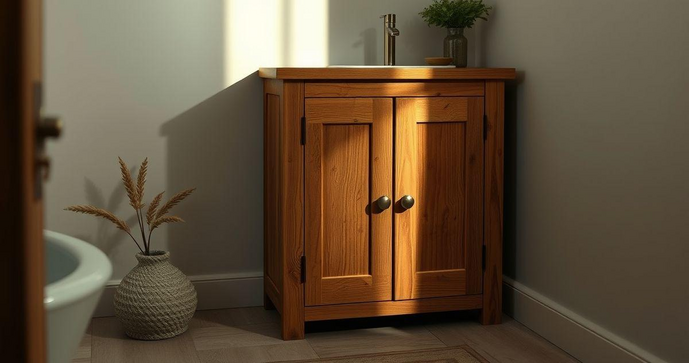 Gabinete banheiro madeira r&uacute;stica: eleg&acirc;ncia e funcionalidade para seu espa&ccedil;o