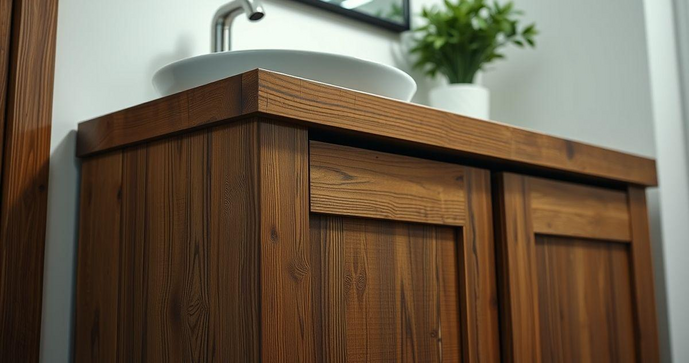 Gabinete banheiro madeira r&uacute;stica transforma seu espa&ccedil;o com charme e funcionalidade