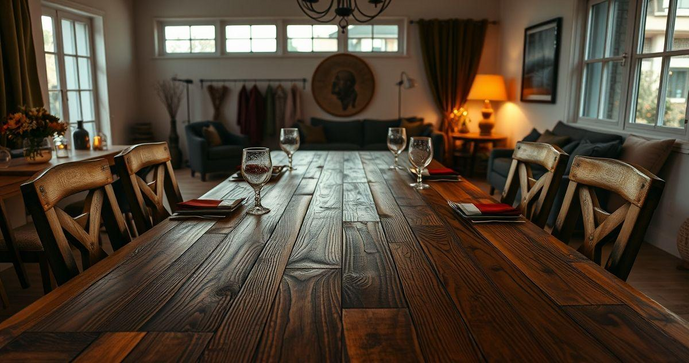 Mesa de madeira r&uacute;stica 8 lugares: a escolha perfeita para sua sala de jantar