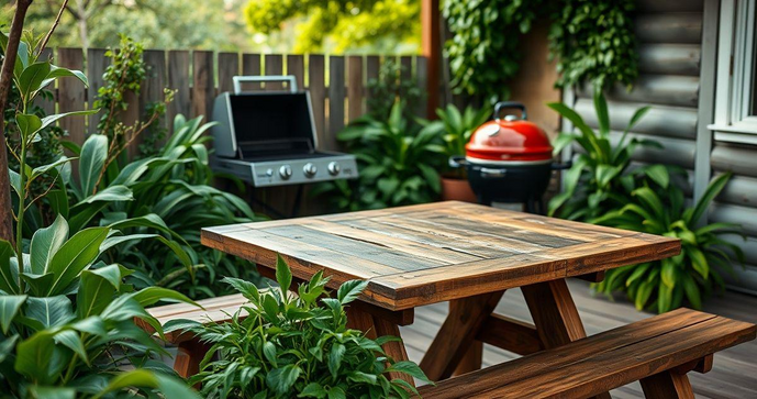 Mesa de Madeira R&uacute;stica para Churrasqueira que Valoriza seu Espa&ccedil;o Externo