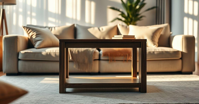 Mesa lateral retangular de madeira: eleg&acirc;ncia e funcionalidade para sua decora&ccedil;&atilde;o