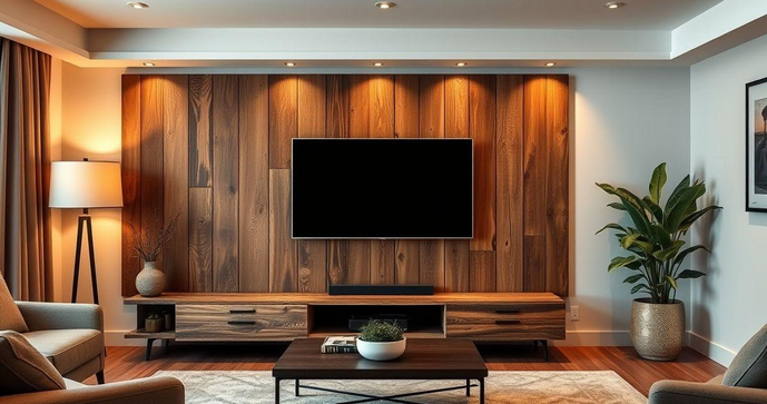 Transforme Sua Sala com Painel de Madeira R&uacute;stico para TV