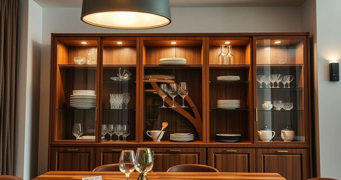Cristaleira de madeira moderna para transformar sua sala de jantar