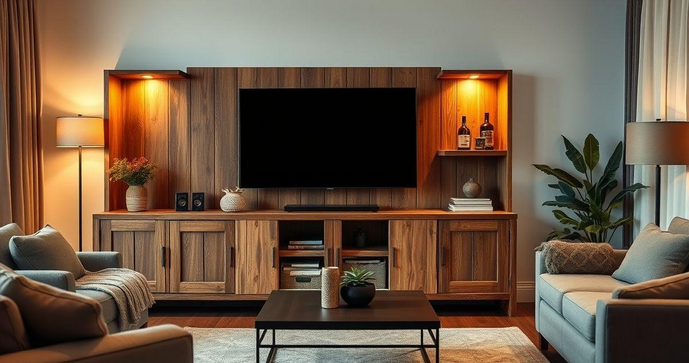 Painel de Madeira R&uacute;stico para TV: O Toque Perfeito para Sua Decora&ccedil;&atilde;o