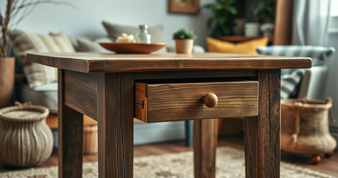 Descubra a Mesa Rústica com Gaveta Perfeita para Sua Decoração