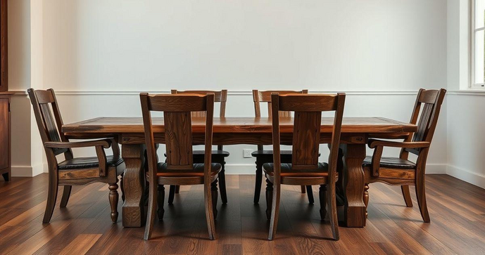 Mesa de madeira r&uacute;stica 8 lugares perfeita para sua sala de jantar