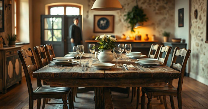 Mesa r&uacute;stica proven&ccedil;al transforma ambientes com charme e eleg&acirc;ncia